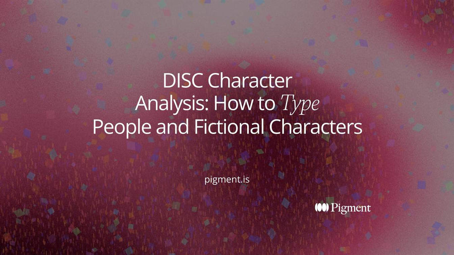 Abstract cover for DISC character analysis: four groups of soft shapes in four quadrants, split by two thin crossing lines for pace and focus