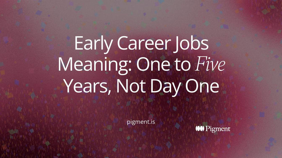 Abstract cover for early career jobs meaning: a row of rising rounded blocks in peach, lavender and mint, the middle group marking the one to five year early career stage
