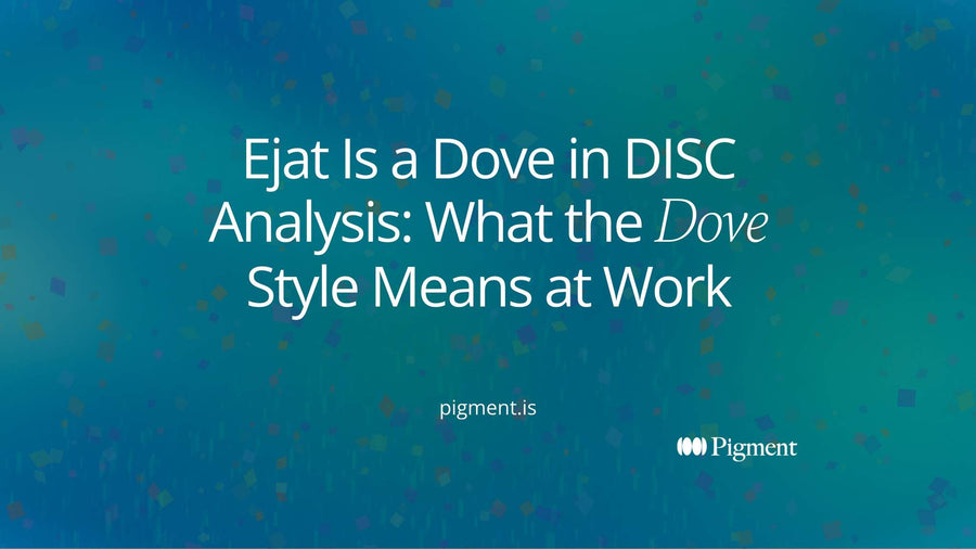 Abstract cover for Ejat is a dove in DISC analysis: one soft mint circle resting calmly among scattered peach, lilac and ice shapes