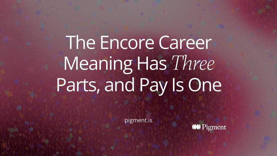 Abstract composition of three overlapping soft circles, one for income, one for purpose and one for impact, for an article on the encore career meaning.