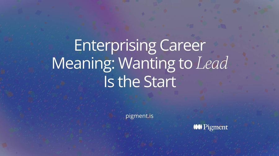 Abstract cover for Enterprising Career Meaning: Wanting to Lead Is the Start, warm geometric shapes converging on one bold point on cream