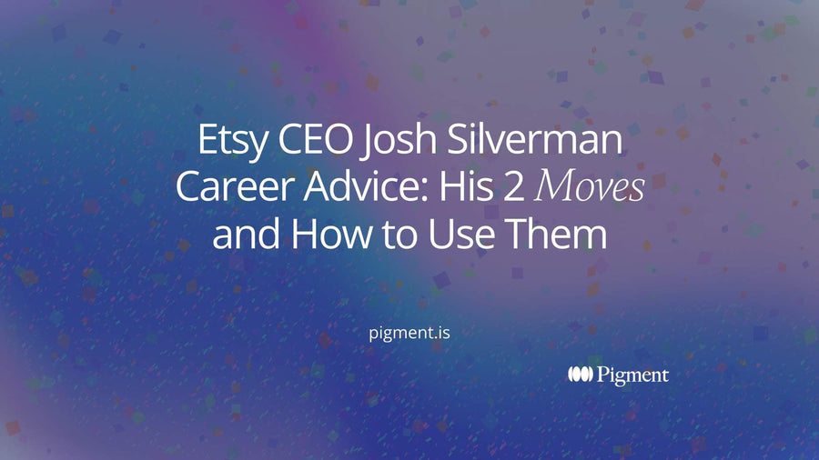Abstract cover for an article on Etsy CEO Josh Silverman career advice: two overlapping circles in peach and lavender on cream, one path rising from where they meet.