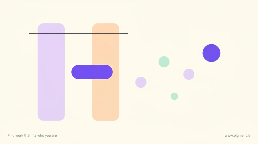 Abstract flat-vector composition in warm cream, lavender and peach: a tall open gateway shape with a single small violet pill form passing through it, suggesting free access to the FOCUS 2 career assessment.