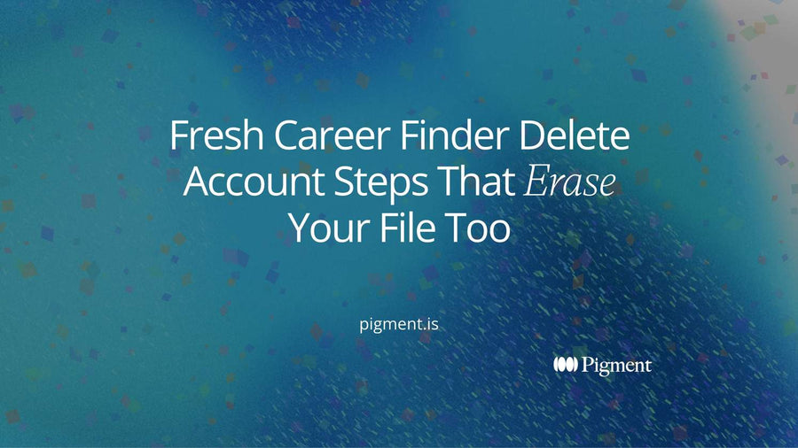 Cover for Fresh Career Finder delete account steps: an envelope shape fades out while a filled record card beside it is crossed away