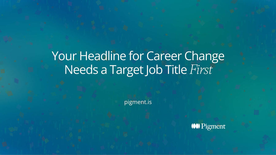Cover for a headline for career change: one long violet bar leads a single line of shapes, with smaller peach and mint shapes trailing behind it