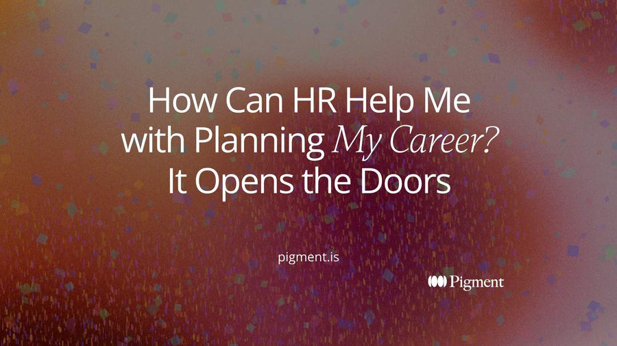 Abstract cover for how can HR help me with planning my career: a row of pastel doorways on cream, one path in violet leading to a single door