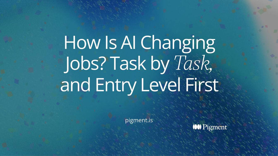 Abstract geometric hero for how AI is changing jobs: a cluster of soft pastel tiles with a few tiles drifting loose from its lower edge, on a warm cream background.