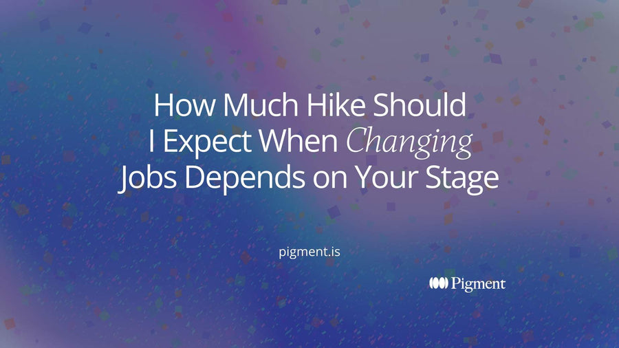 Abstract cover for how much hike to expect when changing jobs: three rising stacks of pastel tiles of different heights on a warm cream background.