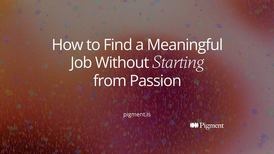Abstract cream cover graphic for how to find a meaningful job: five outlined shapes in peach, lavender, mint and violet lining up along a single thin rule.