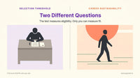 Abstract split-scene hero image contrasting a focused candidate studying at a desk with a professional walking an outdoor bea