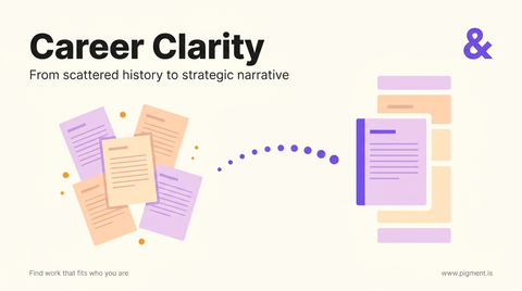 Abstract geometric composition showing scattered document shapes transforming into an organized, purposeful arrangement, symbolizing career clarity and strategic resume presentation