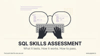 Abstract hero image representing focused technical concentration before an SQL skills assessment, with geometric code-like fo