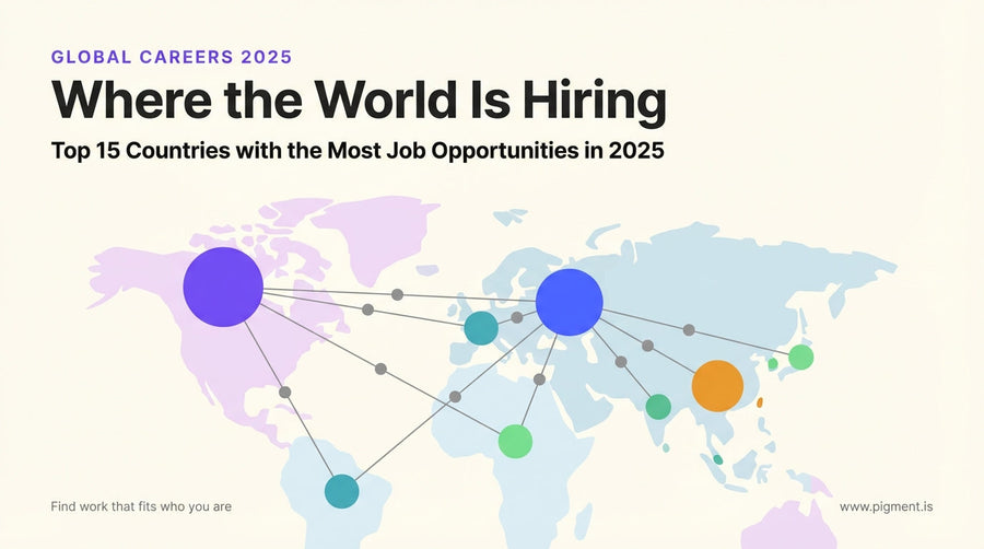 Abstract geometric visualization of global career pathways with interconnected nodes suggesting international opportunity and professional growth