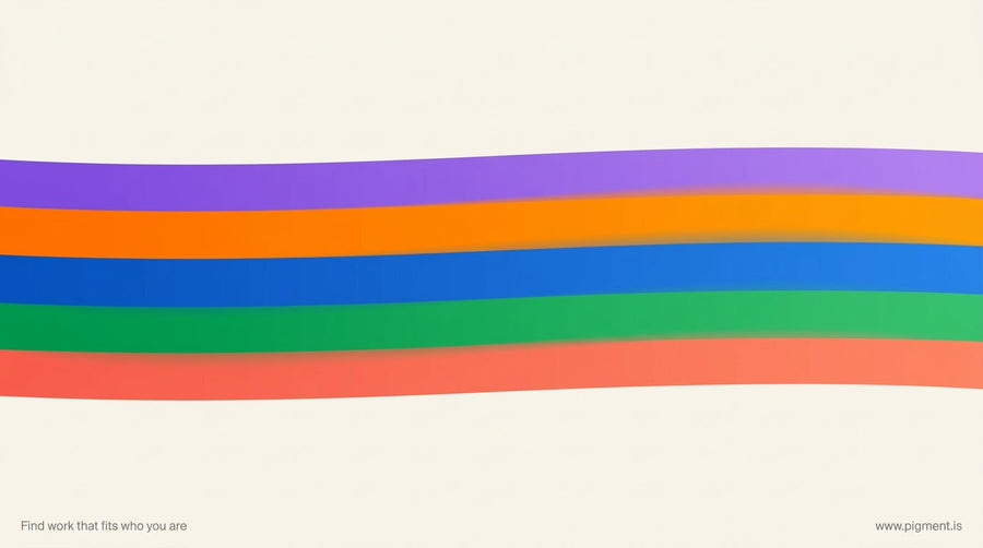 Abstract editorial illustration of five overlapping color bands forming a continuous spectrum, suggesting the five dimensions