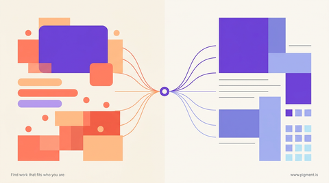 Abstract geometric hero image showing two mirrored compositions connected by flowing lines, representing skill transfer and capability translation from an international teaching environment to a modern professional context.
