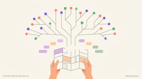 Abstract illustration representing career readiness and self-discovery through the Casey Life Skills Assessment