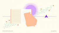 Abstract hero image for GACE Basic Skills Assessment guide featuring an open notebook, a soft peach motif suggesting Georgia,
