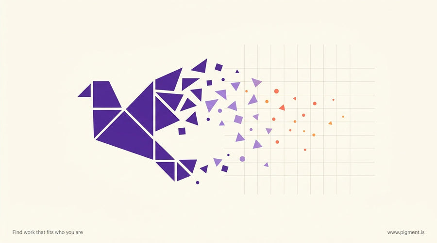 Abstract hero image showing a bird silhouette dissolving into geometric fragments and data points, suggesting the tension bet