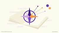 Abstract geometric composition suggesting exploration and career direction — compass rose forms, open book shapes, and soft d