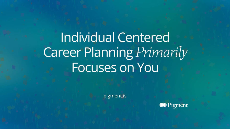 Abstract cover for a guide to what individual centered career planning primarily focuses on: one peach circle at the center with smaller job circles arranged around it.