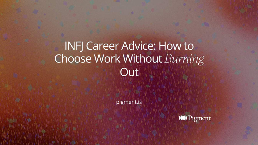Abstract cover for INFJ career advice: a small cluster of warm peach, lavender and mint circles resting inside a calm open frame on cream