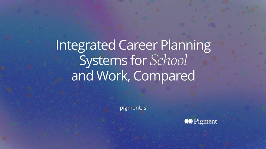 Abstract cover for a guide to integrated career planning systems: four separate shapes on warm cream joined by one thin line into a single chain.