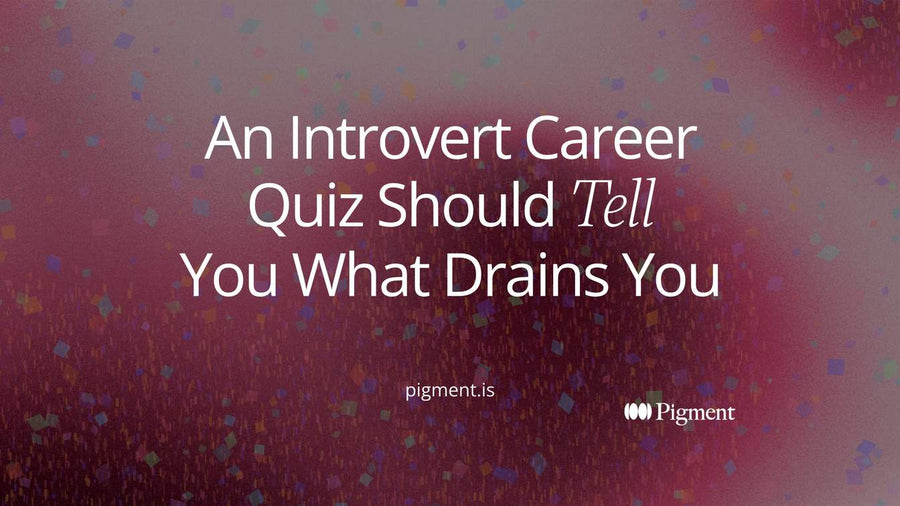 Abstract cover for an introvert career quiz: one calm circle apart from a busy cluster, a thin path leading to an open doorway