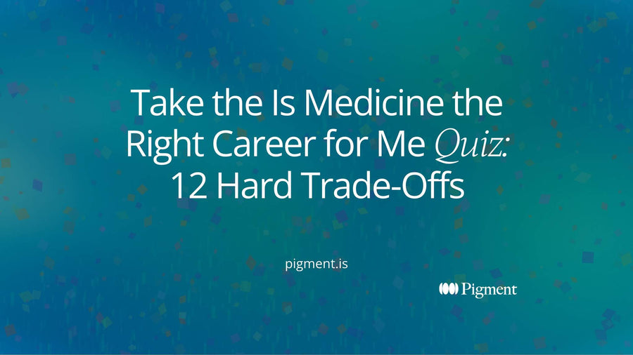 Abstract cover for a quiz on whether medicine is the right career for you: pairs of peach and lavender shapes on cream, one of each pair set slightly forward, like choices being weighed.