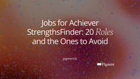 Abstract Pigment illustration of a row of pastel squares filling one by one toward a coral finish mark, evoking jobs for Achiever StrengthsFinder people who need visible progress.