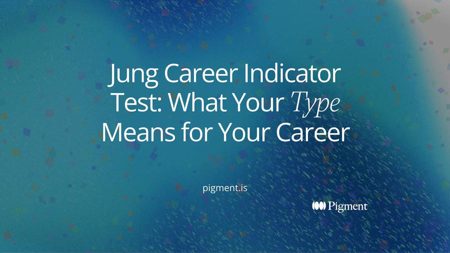 Abstract cover for a guide to the Jung career indicator test: four pairs of soft geometric shapes in peach, lavender and mint on cream.
