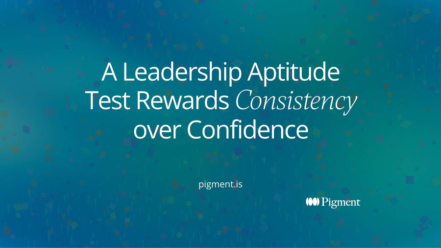 Abstract cover for a leadership aptitude test guide: a steady row of matching shapes beside a loose, scattered cluster, showing consistent answers against inconsistent ones