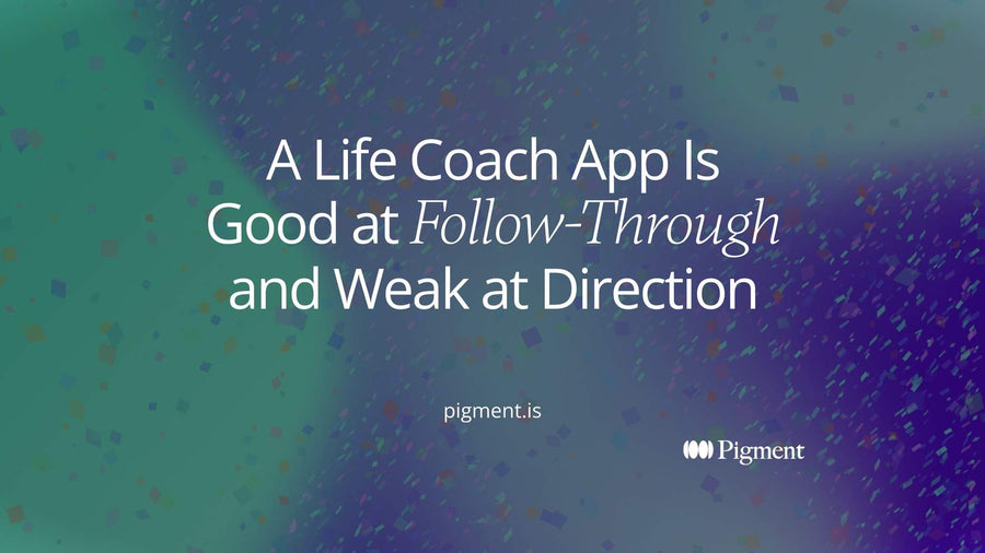 Abstract cover for a guide to choosing a life coach app: small repeating check-in dots leading toward an open, unmarked path.