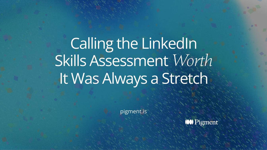 Abstract cover for a verdict on whether the LinkedIn skills assessment was worth it: a fading badge beside a solid block of finished work