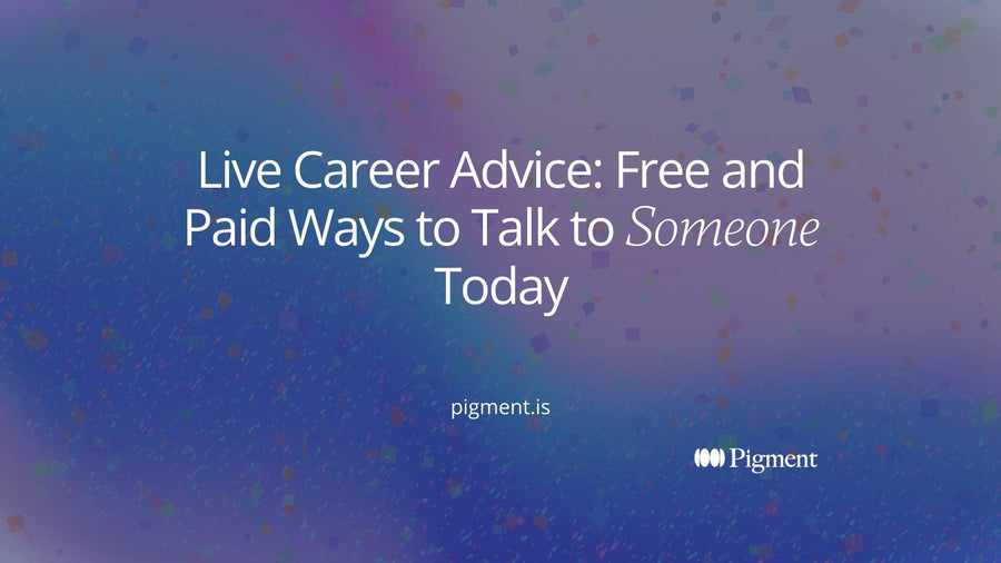 Cover for live career advice: three rounded speech shapes for text, phone, and video lead toward one larger shape where a short path begins
