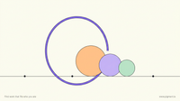 Abstract warm-toned composition of overlapping circles and a clock-like arc in peach, lavender and mint on cream, evoking how long an MBTI test takes.