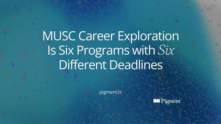 Abstract cover for MUSC career exploration: six distinct geometric doorway shapes in peach, lavender, mint and ice blue spaced along one horizontal line on cream