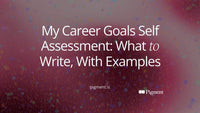 Abstract cover for a guide to writing my career goals self assessment: soft peach, lavender and mint shapes stepping upward on cream.