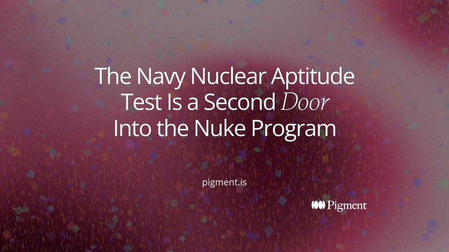 Abstract cover for a navy nuclear aptitude test guide: a tall outlined doorway beside a smaller filled second doorway, the NAPT route into the Nuclear Field