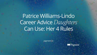 Abstract cover for Patrice Williams-Lindo career advice for daughters: three small shapes stepping up a staircase of four pale blocks on cream