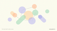 Abstract composition of soft overlapping circles and rounded rectangles in lavender, peach, and mint on a warm cream background, evoking a calm, structured personality assessment in mental health.