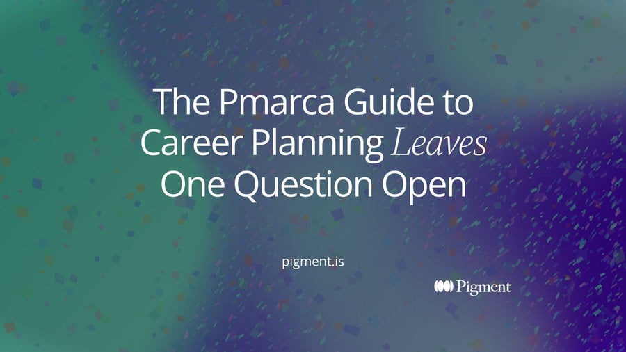 Dark green and violet gradient cover card for the pmarca guide to career planning, scattered with small pixel shapes, carrying the article title in white type.