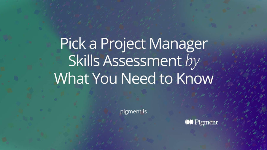 Abstract cover for a guide to choosing a project manager skills assessment: three shapes for knowledge, performance and working habits, one highlighted