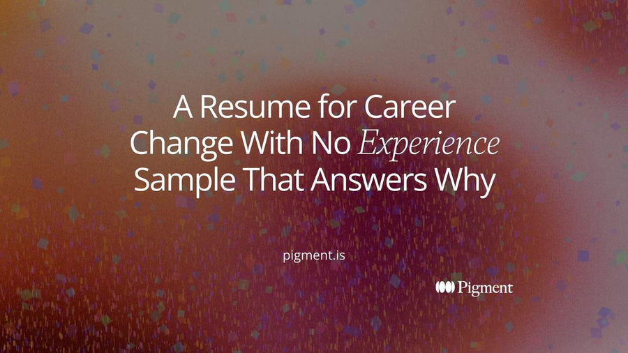 Abstract cover for a resume for career change with no experience sample: stacked cream page shapes with peach, lavender and mint bands shifting toward a new column.