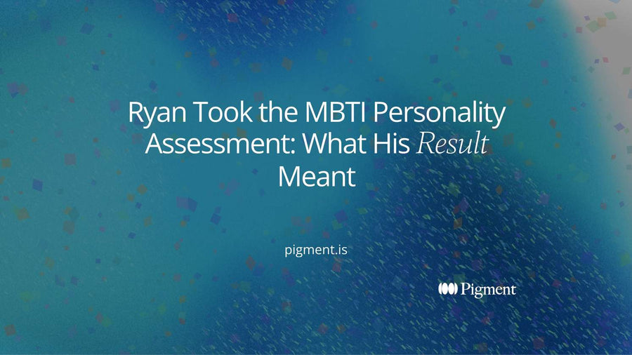 Abstract cover for an article on what happened when Ryan took the MBTI personality assessment: four soft geometric pairs, one of them tipping between two sides.