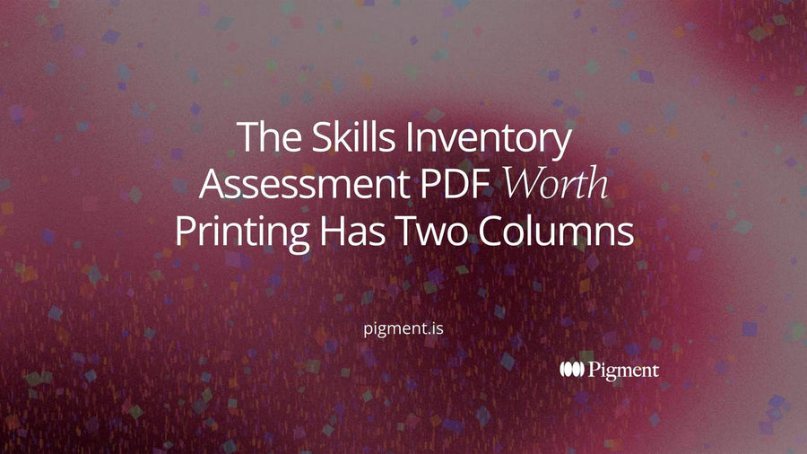 Abstract cover for a guide to skills inventory assessment PDFs: two columns of small tinted squares, with matching rows filled in both columns