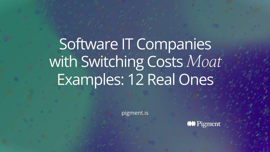 Abstract cover for software IT companies with switching costs moat examples: layered rings around a core, in peach, lavender, and mint on cream.