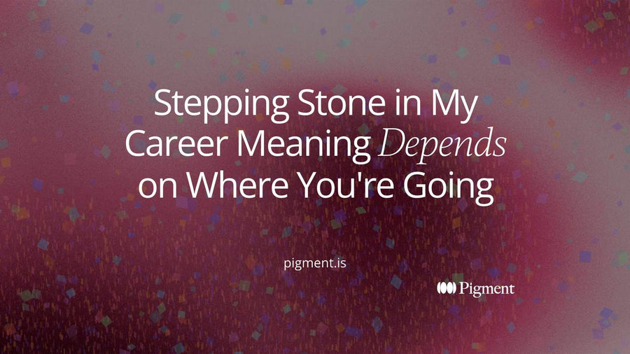 Abstract cover for stepping stone in my career meaning: a line of flat stones crossing a pale stream toward a far bank