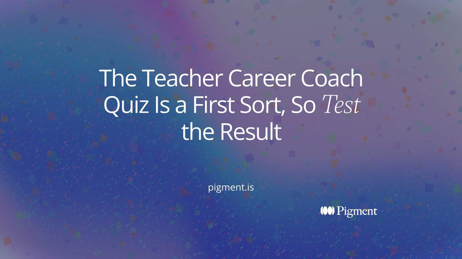 Abstract composition of a row of shapes sorting into six small clusters, for a guide to the Teacher Career Coach quiz and testing its result