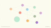 Abstract warm constellation of nine small colored circles on cream, with one calm mint circle set apart, evoking the nine work wirings and the few who carry none.