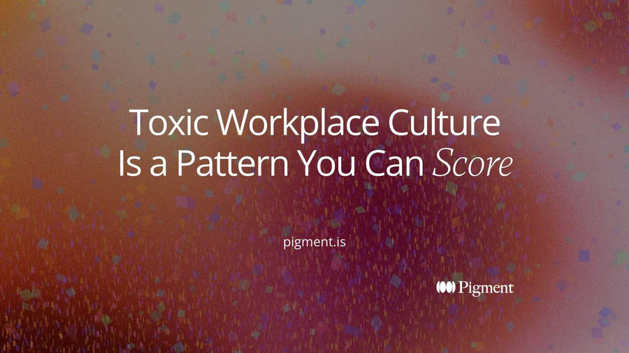 Abstract composition on cream: a grid of pale circles with a violet cluster spreading down from the top row, for toxic workplace culture as a pattern you can see and score.